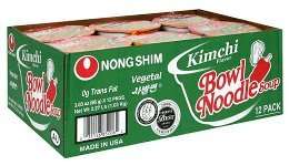 Nong Shim Bowl Noodle, Kimchi, 3.03 Ounce Bowls (Pack of 12)  
