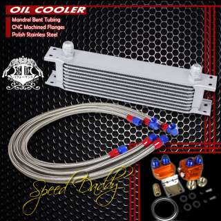 UNIVERSAL 9 ROW POWDER COATED ALUMINUM ENGINE OIL COOLER+RELOCATION 