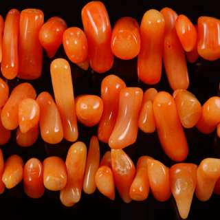 4x9mm Orange Coral Bamboo Freeform Gemstone Beads  
