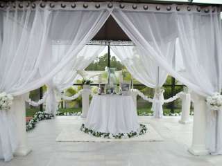 Patio Pizazz Outdoor Gazebo White Sheer Wedding Drapes (2) Panels 