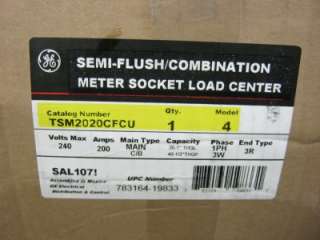 GE TSM2020CFCU 200 Amp Main Breaker Meter Socket Load Center 240 VAC 1 