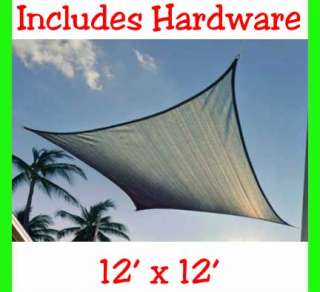 Square Sun Shade Sail 12 x 12 Outdoor Canopy Blue New  