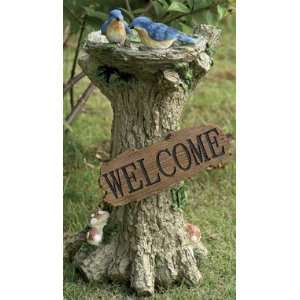   LIVING ACCENTS TREE TRUNK WITH BLUE BIRDS STATUE Patio, Lawn