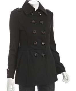 Miss Sixty black wool pleated back pea coat  