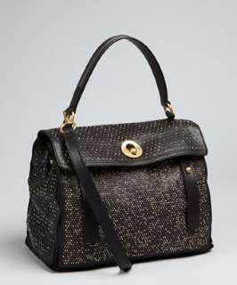 Yves Saint Laurent black studded leather leather Muse Two Cabas bag 