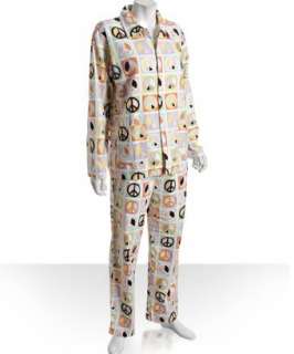 PJ Salvage white cotton flannel Peace Out pajama set   up to 