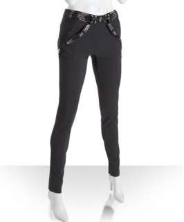 Gucci black cotton blend embellished waist skinny pants