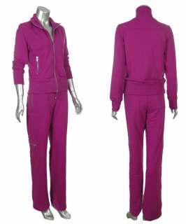   Cotton Blend Zip Jacket & Cargo Pant Track Suit Set Pink L  