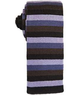 Prada purple striped silk knit square end tie  