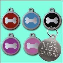 Stainless Steel Bone Image Engraved Pet ID Tag Dog Cat  