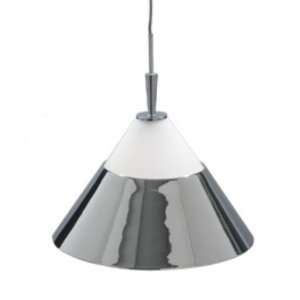   Pendant for Canopies with Chrome Metal Shade over Opal Glass Chrome