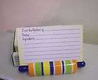 Counter Art Rolling Pin Recipe Card Holder 24 Recipe Cards Stripes 