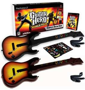   Guitar Hero WORLD TOUR w/2 GUITARS bundle set kit + Game playstation 2