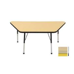   Maple Trapezoid Adjustable Activity Table with Maple Edge and Yellow