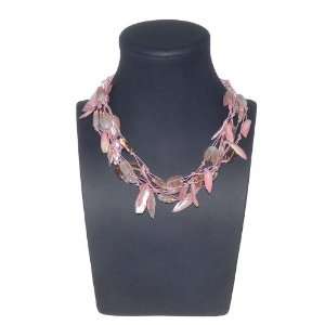   Baker Pink Shell and Glass Bead Multi strand Necklace (17) Jewelry