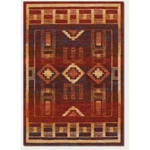  53 x 76 Area Rug Geometric Pattern in Red and Cream 