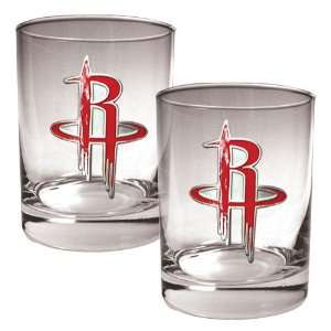 Houston Rockets NBA 2pc Rocks Glass Set   Primary Logo  
