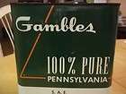   oil tin can Gambles Pure Pennsylvania Oil Co 1950s nice tin 2 gallon