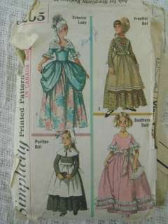   Simplicity Girls Frontier Southern Belle Puritan Sewing Pattern 6205