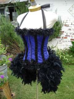 Purple Mardi Gras Burlesque Feather Corset Costume  