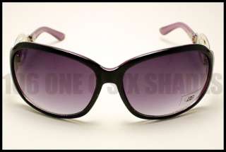   Sunglasses Womens Oversized Round Retro Shades 2 Tone BLACK / Purple