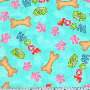   Oh My Dog Dog Stuff Aqua Fabric By The Yard Arts, Crafts & Sewing