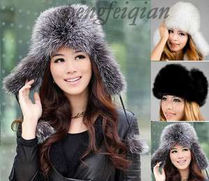   new real farms blue fox fur multi color Ushanka Bomber hat cap Fashion