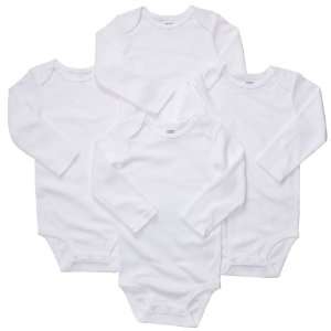    Carters 4 Pack White Long Sleeve Bodysuit Onesies (3 Month) Baby