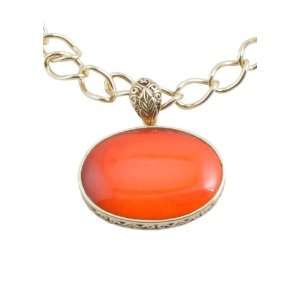  Barse Bronze Opaque Orange Glass Chain Necklace Jewelry