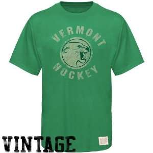 Original Retro Brand Vermont Catamounts Hockey Green Distressed Crew 
