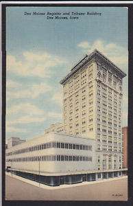 Des Moines Register and Tribune Building Linen Postcard  