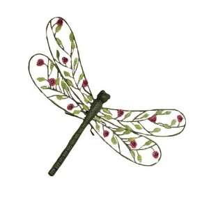  Ancient Graffiti Metal with Roses Dragonfly Wall Mount 