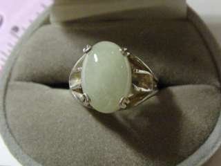 Mens Light Green Jade Ring~Sterling Silver~Size 8  