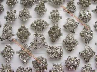 wholesale lot 20 Rhinestone Cubic Zirconia silver rings  