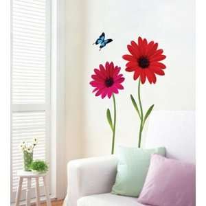  BUTTERFLY DAISY WALL DECAL DECO MURAL STICKER LWST 04 