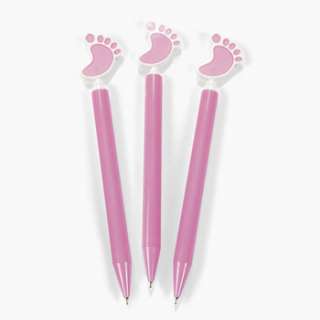 Lot of 12 Pink Baby Girl Plastic Baby Feet Pens Shower Party Favors 