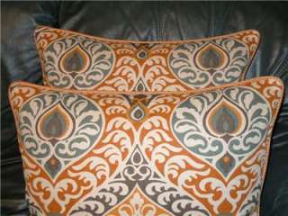 Designer Throw pillows printed Linen rich colors PAIR  