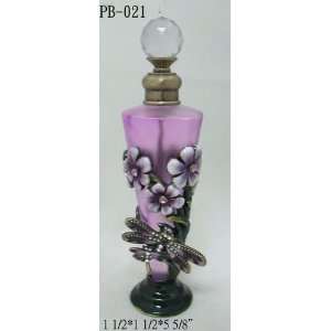   with Purple Flowers Perfume Bottle 5.75in H