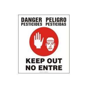 DANGER PESTICIDES KEEP OUT (W/GRAPHIC) (BILINGUAL) 16 x 14 Adhesive 