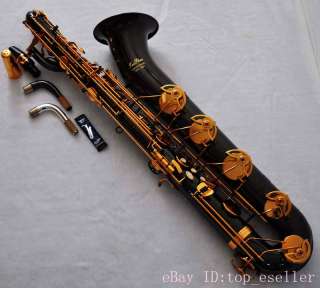   Black Nickel Baritone Saxophone Bari Eb Sax 2 Necks New  