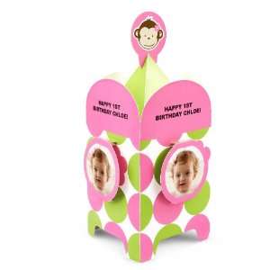  Pink Mod Monkey Personalized Centerpiece Toys & Games