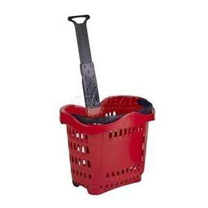  Rolling Plastic Hand Basket 43 Liter Red