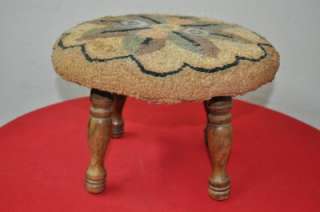 ANTIQUE FOOTSTOOL WITH CROCHETED DESIGN Item #4145  