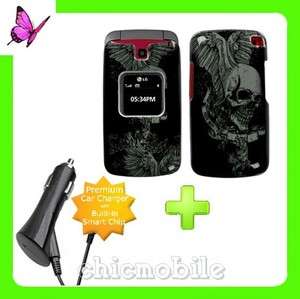 Charger + Skull Hard Case Cover for NET 10 Tracfone Straight Talk LG 