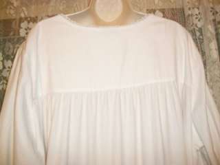Lovely TALBOTS Bright WHITE COTTON FLANNEL Gown~LONG Full NIGHTGOWN 