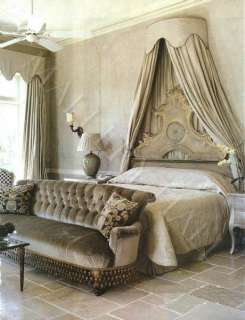 Tuscan Cream Ivory Sleigh Leather Bedroom Set  