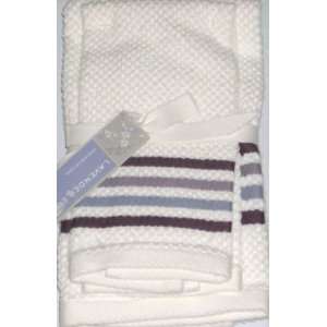  Lavender Luxe Stripe Hand & Tip Towel Set White Cotton 