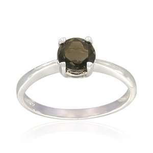    Sterling Silver Round Shaped Smoky Quartz Ring, Size 9 Jewelry