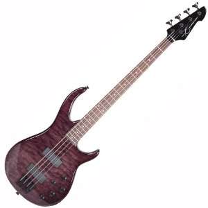   QUILTED MAPLE TRANS BLACK ACTIVE ELECTRIC BASS GUITAR Musical