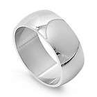  STAINLESS STEEL WEDDING BAND 10MM WIDE HIGH POLISH SILVER STAINLESS 